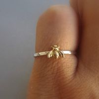 Simple tiny sterling silver bee ring silver and gold brass | Etsy
