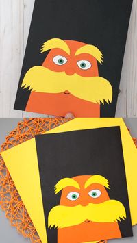 Celebrate Dr Seuss Day or your favorite book with a Lorax craft. Use the printable template for this craft for kids. Great classroom craft. #thelorax #loraxcraft #drseuss #drseusscraft #theloraxcraft