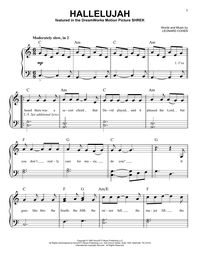 Download Easy Piano sheet music to Hallelujah by Leonard Cohen and print it instantly from Sheet Music Direct.