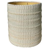 Mid-Century Modern Maria Kipp Handwoven Textile Lampshade Vintage Large White Tones | Chairish