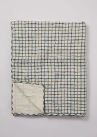 Leena Check Hand Woven Quilt | China Blue/Ecru | TOAST