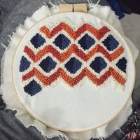 Hey what's up?! Lots of progress here! Shapes are really taking form and pattern is set. Just punching away! #punchneedle #punchneedleart #art #artistsoninstagram #fiberart #fiberartist #yarn #yarnlove #vintagecolors #vintagestyle #workinprogress #progress #createdonthate