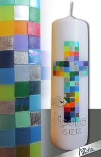Künstler-Taufkerze "alle deine Farben" RainbowFish von arte-maria auf DaWanda.com
