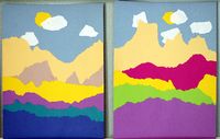 torn paper landscapes - simple art with paper and glue. love these!