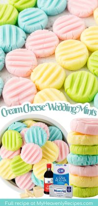 Cream Cheese Wedding Mints Recipe- delicious melt in your mouth dessert candy. Easy cream cheese, powdered sugar etc. Easy dessert treat idea to make. Fun for valentines day or easter. Easter dessert.