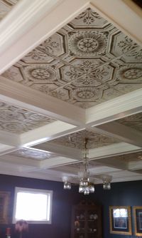 Tin ceiling with block partitions -- for my new dining room but tin will have to be a different color.