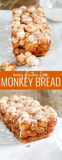 Super easy to make, this gluten free monkey bread is perfect for the little hands of little helpers and will make your house smell like amazing cinnamon-goodness! http://glutenfreeonashoestring.com/super-easy-gluten-free-monkey-bread/