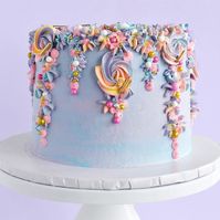 Pastel Rainbow Floral Drip Cake