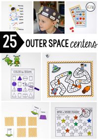 Planning my outer space unit just got WAY easier! I love these 25 outer space centers. I just have to print the math and literacy centers and play! #iteachfirst #iteach1st #iteachk #kindergarten #firstgrade