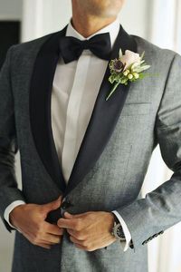 Men's 2PC Smoking Grey Wedding Suit Up To Size 6XL(Jacket, Pants)