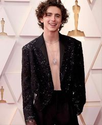#timothéechalamet in @LouisVuitton sequin blazer and @cartier #timothee #cartier #oscars #oscars2022 #sequins