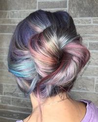 ☔️ Watercolors ☔️ My next entry into the @kenraprofessional #neonhairbattle #neonmania Pre-lifted to a level 9.5 Then using triangular sections, I massaged in my colors alternating between all my formulas Charcoal➕ Neon Violet ✨ Neon Blue ➕ White ✨ Neon Pink ➕White ➕Charcoal ✨Neon Yellow ➕ Neon Green ➕ White✨ Neon Pink ➕ Neon Yellow