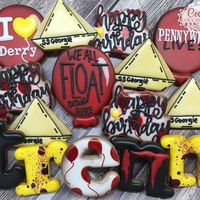 Pennywise wishes everyone a Happy Friday the 13th. These are my son’s birthday cookies this year. #sugarcookies #decoratedcookies #customcookies #itcookies #pennywisecookies #scarycookies #stephenkingsit #pennywisethedancingclown #horrorcookies #horrormovies #birthdaycookies #weallfloatdownhere #pennywiselives #i❤️derry #stephenking #royalicing #cookieoccasions #athenstexas #cookieartist #cookiesofinstagram