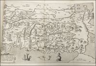 Tabula terrae Canaan Abrahae tempore et anteadven tum filior Israel cum vicinis et finitimis regionib. / ex descriptione Benedicti Ariae Montani