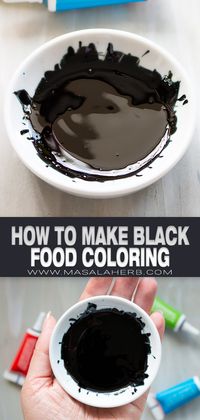 Your guide on how to make black food coloring at home within minutes! With type comparison and a focus on using gel colors. www.MasalaHerb.com