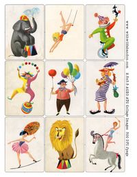 Cirque Art et fiches numériques de collage cru par withwildabandon