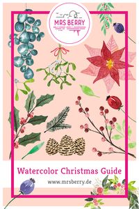 Mit dem Watercolor Christmas Guide hast du die Möglichkeit, mit botanischen und floralen Watercolor Illustrationen individuelle Weihnachtsdeko oder ganz persönliche Weihnachtsgeschenke zu gestalten. Im Watercolor Christmas Guide zeige ich dir in Schritt-für-Schritt-Anleitungen, wie du weihnachtliche Illustrationen zuhause nachmalen kannst. Neben einigen DIY-Ideen und Anwendungsbeispielen bekommst du im Guide sechs Motive als Vorlagen zum Abpausen.