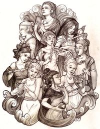 In ancient Greece, the 9 Muses were considered sources of knowledge and providers of inspiration to creators of literature and art. Almost everyone should still have a shrine to honor them... Calliope-muse of epic poetry Clio-muse of history Erato-muse of love poetry Euterpe-muse of music Melpomene-muse of tragedy Polymnia-muse of sacred poetry Terpsichore-muse of dance Thalia-muse o...