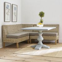 Rosalind 3-Piece Wicker Banquette Set with Seat Cushions - 48" Bench (Set/2) & 19" Corner Bench