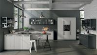 Heat-treated madeira oak | Metal-effect vintage urban | Black aluminium frame with Masterline glass | Cupboard doors: oxidised aluminium urban and mesh black | Worktop: Fenix laminate | Plinth: urban oxidized