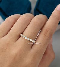 2.80MM Round Cut Wedding Band, Half Eternity Band, Floating Diamond Band, 14k Solid Gold Ring, Gift For Her, Promise Ring, Anniversary Ring