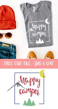 Camping Cut File for Silhouette and Cricut - Free SVG and Free DXF File - Poofy Cheeks