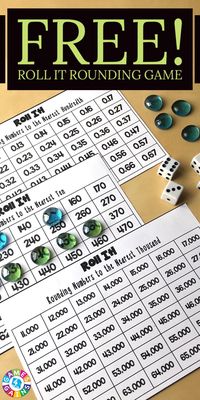 Roll It! Rounding Game is tons of fun for practicing rounding numbers or rounding decimals in math centers. Learn how to play this rounding game and download your free game boards. Great for grades 2-6!