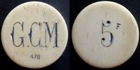 Antique engraved gambling Jeton. G.C.M 5 Francs. The Ebay listing mentions Monaco. If it was then it's obviously pre SBM.