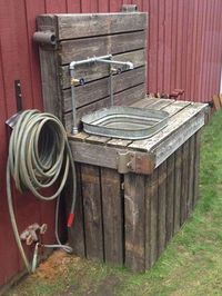 Pallets for outdoor sink | Outdoor sinks, Outdoor tub, Diy outdoor kitchen