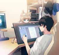 40原@新刊委託中 on Twitter: "仕事の邪魔をするきなこ🐈💻 #うちのねこが女の子でかわいい… "