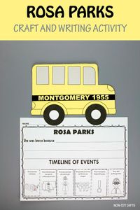 Rosa Parks Craft And Writing Activity With Timeline For Kids #rosaparkstimeline #rosaparkscraft