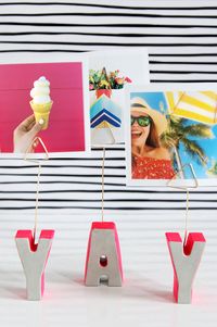 DIY cement letter photo holders | i spy diy