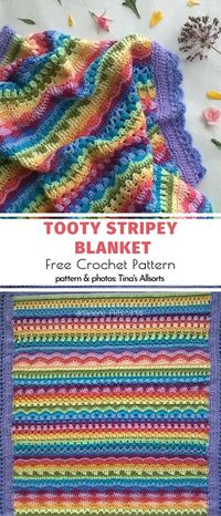Stitch Sampler Blanket Ideas. This blanket definitely has some romantic vibes to it. Can you sense them as well? We love this ripple edging and the lightweight texture. This juicy cocktail of bright colors makes the design perfect for a baby blanket or an eye-catching accessory for your living room. #freecrochetpattern #crochetblanket #stitchsampler #scrapghan
