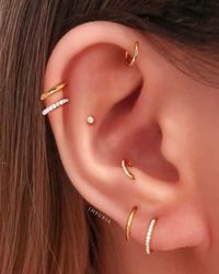 Crystal Pave Helix Piercing Cartilage Ring Tragus Hoop Clicker Ear Jewelry 16G – Impuria Ear Piercing Jewelry