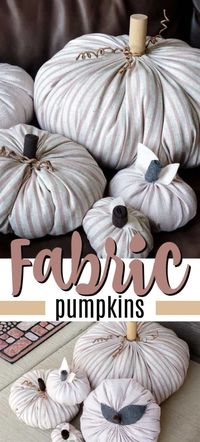 If you're looking for a fun, fresh way to decorate for fall, make these easy fabric pumpkins to dress up just about any room! #sewing #falldecor #fabricpumpkins #fallhomedecor #homedecor #craftsbyamanda