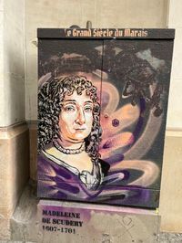Street art Paris, Madeleine de Scudery, le grand sièce du Marais par Christian Guémy C215 #paris #lemarais #streetart #streetartparis #C215 #christianguemy #parisstreetart