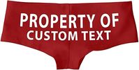 Add text, words, nicknames to these property of women's red or black boyshort panties. These are perfect for special occasions where personalization matters such as valentines lingerie. Add boyfriends, husband name, fiance and more.