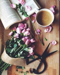 flowers, coffee, and book image