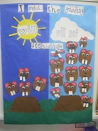Groundhog Day prediction graph. I love the little groundhogs that the kids made here!