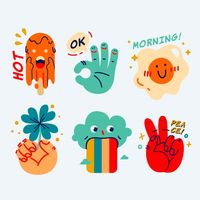Funny sticker hand-drawn set Free Vector | Free Vector #Freepik #freevector #label #hand #tag #sticker