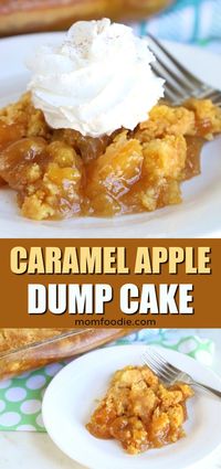 Caramel Apple Dump Cake Recipe - Easy Fall Dessert! #dumpcake #caramel #applerecipes #thanksgiving #thanksgivingrecipes