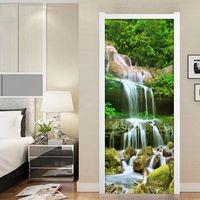 3D Mountain Waterfall Nature Self-Adhesive Door Mural Wallpaper