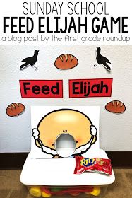 Our first week of our preschool Elijah Bible unit we played Feed Elijah to show how God sent ravens to give food to Elijah. Read more about how we set this up in our preschool Sunday School class!