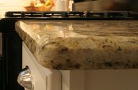 Image Detail for - Half-inch Bevel Edge in Giallo Ornamental Granite (in kitchen)