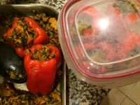 #workingwoman = #weeklymealprep #stuffedbellpeppers w/pork carrots onion spinach instant rice & herbs #intentionallife here I am👍🏼 #leftoversforlunch #leftoversfordays