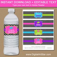 Polka Dot Graduation Water Bottle Labels for Girls