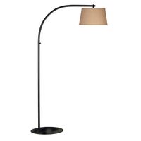 Understated design with dynamic reach, this simple arc floor lamp is ideal for reading and task lighting. 150 watts. (medium base socket)(69"Hx31"W)Shade: (13"Top x 16"Bottom X 9.5"H)On/Off Pole Switch6' clear silver cord