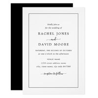 Modern Black And White Wedding Invitation