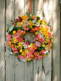 Summer Farmhouse Citrus Wreath for Front Door Large, Lemon Wreath, Country Kitchen Decor, Citrus Fruit Decor, Peonies and Hydrangea Wreath
