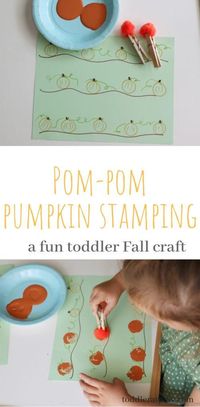 Pom-Pom Pumpkin Stamping Activity- Toddler at Play